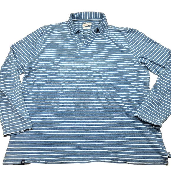 johnnie-O Other - Johnnie-O Hangin Out Men's Medium Striped Polo Shirt Long‎ Sleeve Blue Casual